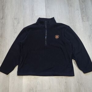 ARIAT Sweatshirt Women Large Fleece 1/2 Zip Up Pullover Black Comfy Pockets West